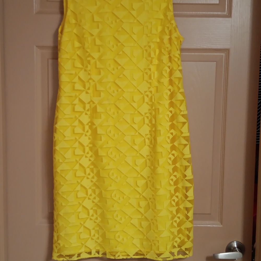 Daniel Cremieux Vibrant Yellow Textured Midi Dress - Picture 2 of 2